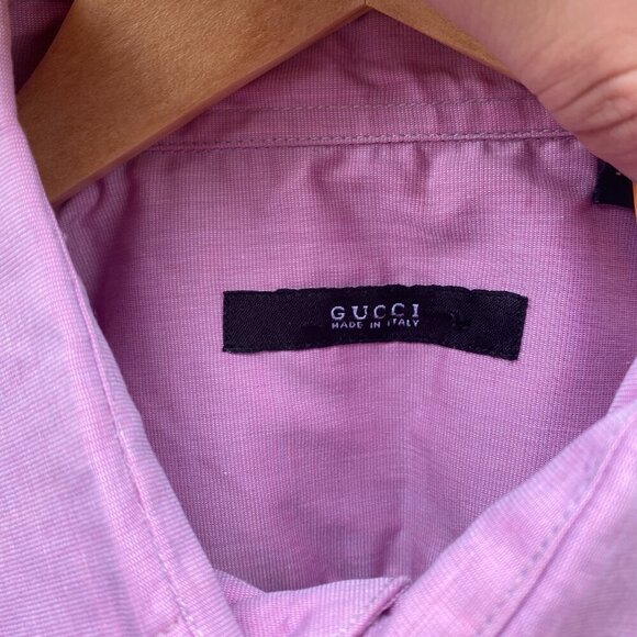 Vintage 100% Cotton Gucci Dress Shirt Pink Size 42 / 16.5 - Picture 7 of 11